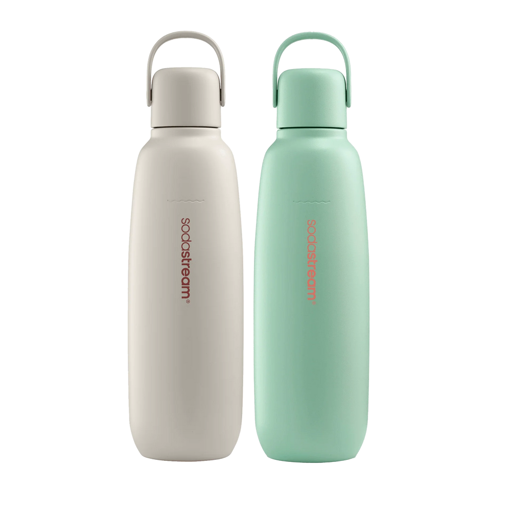 Fizz & Go Stainless Steel Bottle, 2-Pack, Sand & Mint