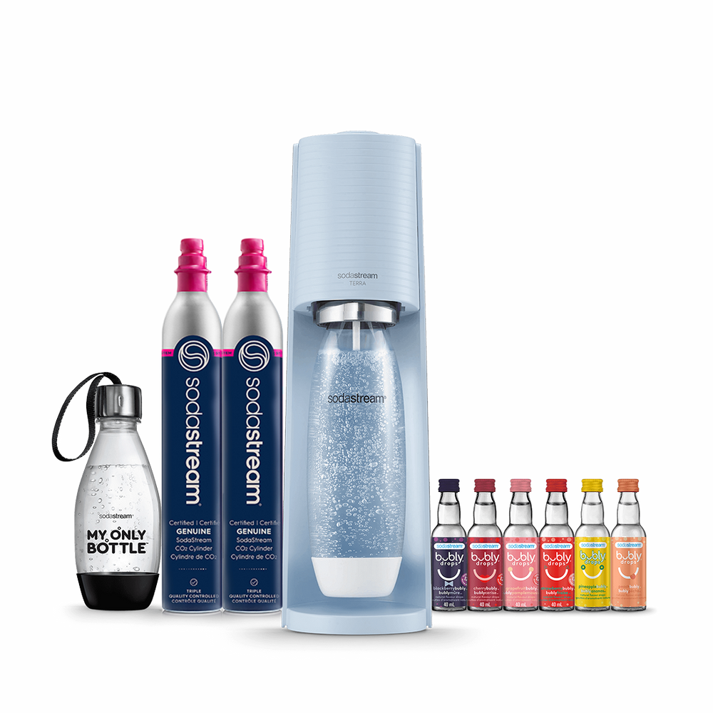 sodastream misty blue terra x bubly hydration pack