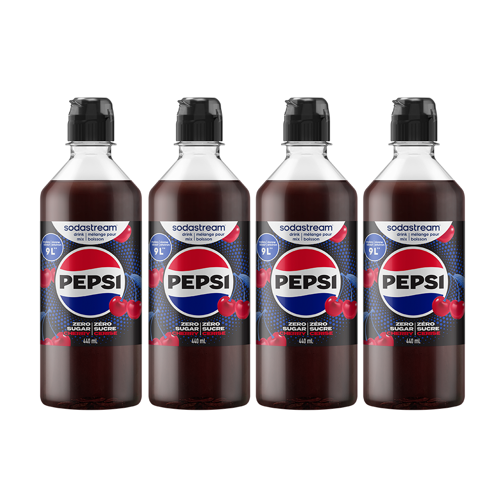 Pepsi® Cerise Zéro Sucre, mélange pour boisson 440 ml – paquet de 4 sodastream