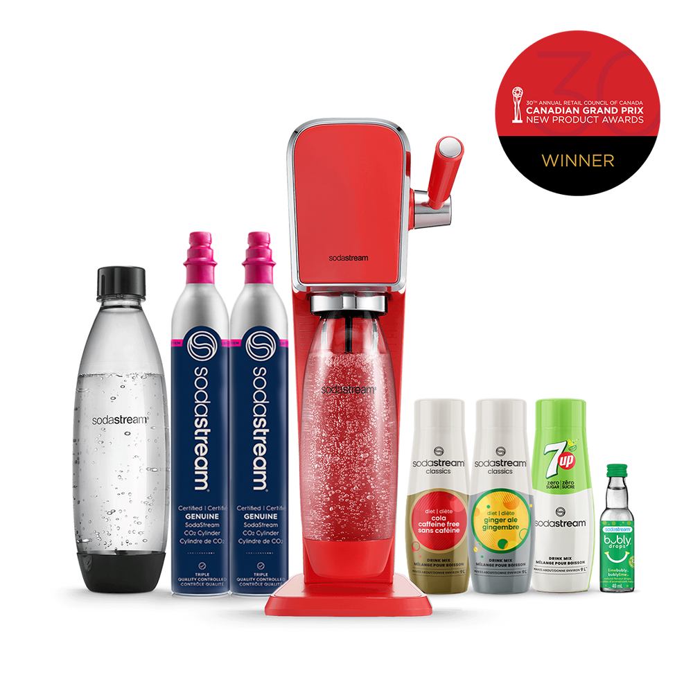 sodastream art red sparkling water machine