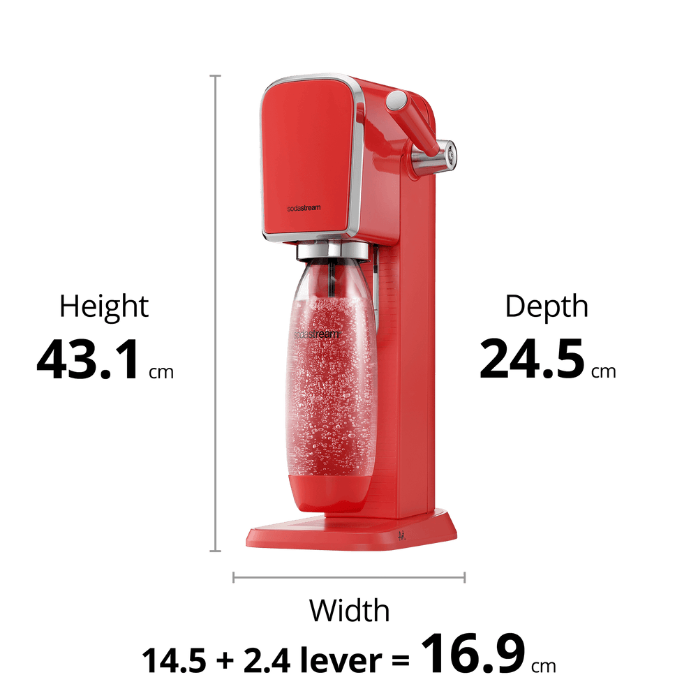 sodastream art red sparkling water maker dimensions