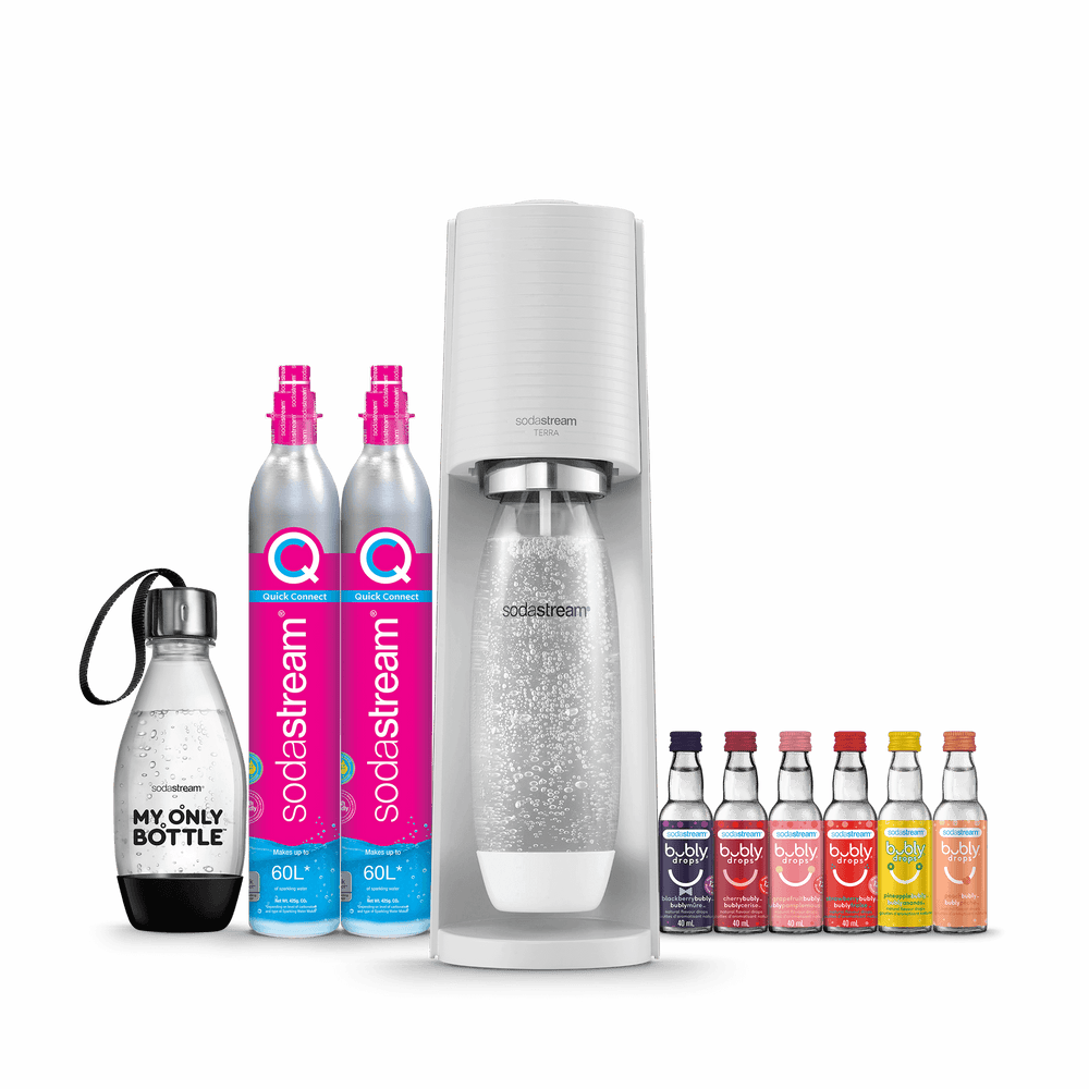 SodaStream Soda Maker Terra Megapack QC white incl 3 bottles (2270213) -  Galaxus