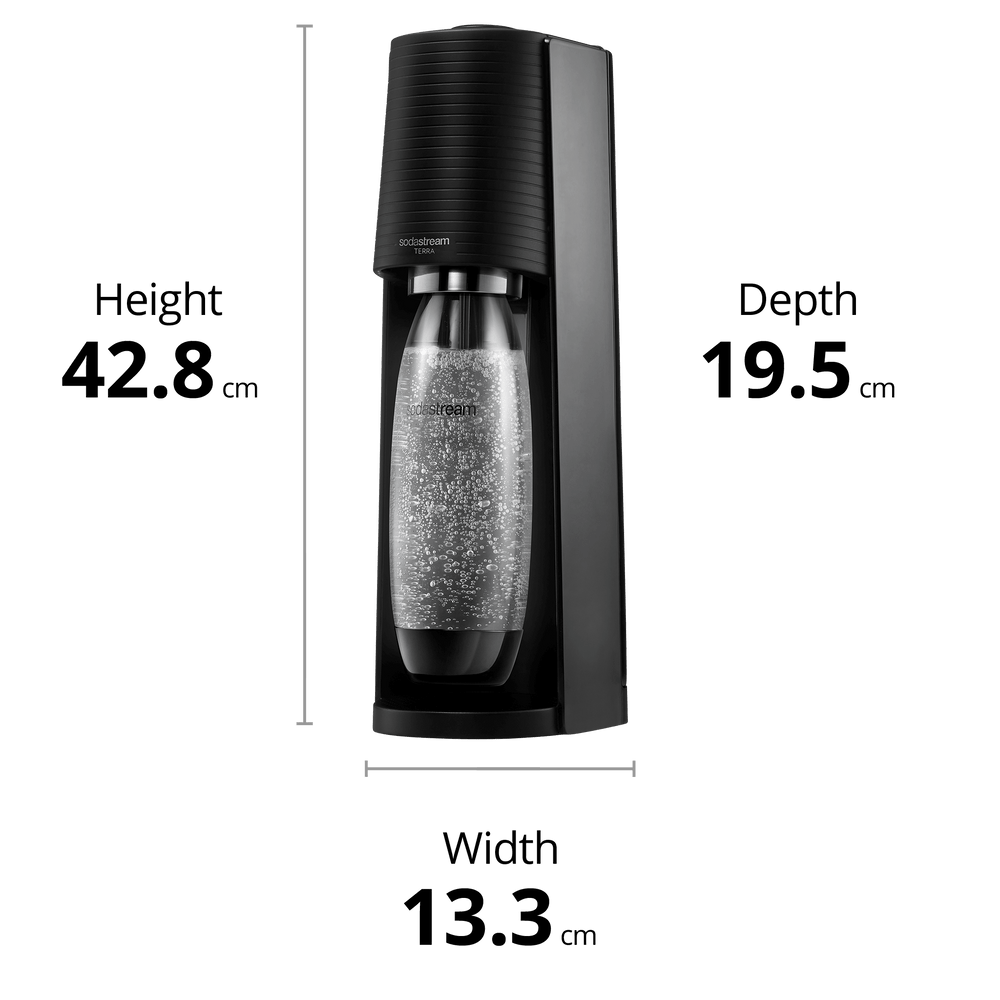 sodastream black terra sparkling water maker dimensions