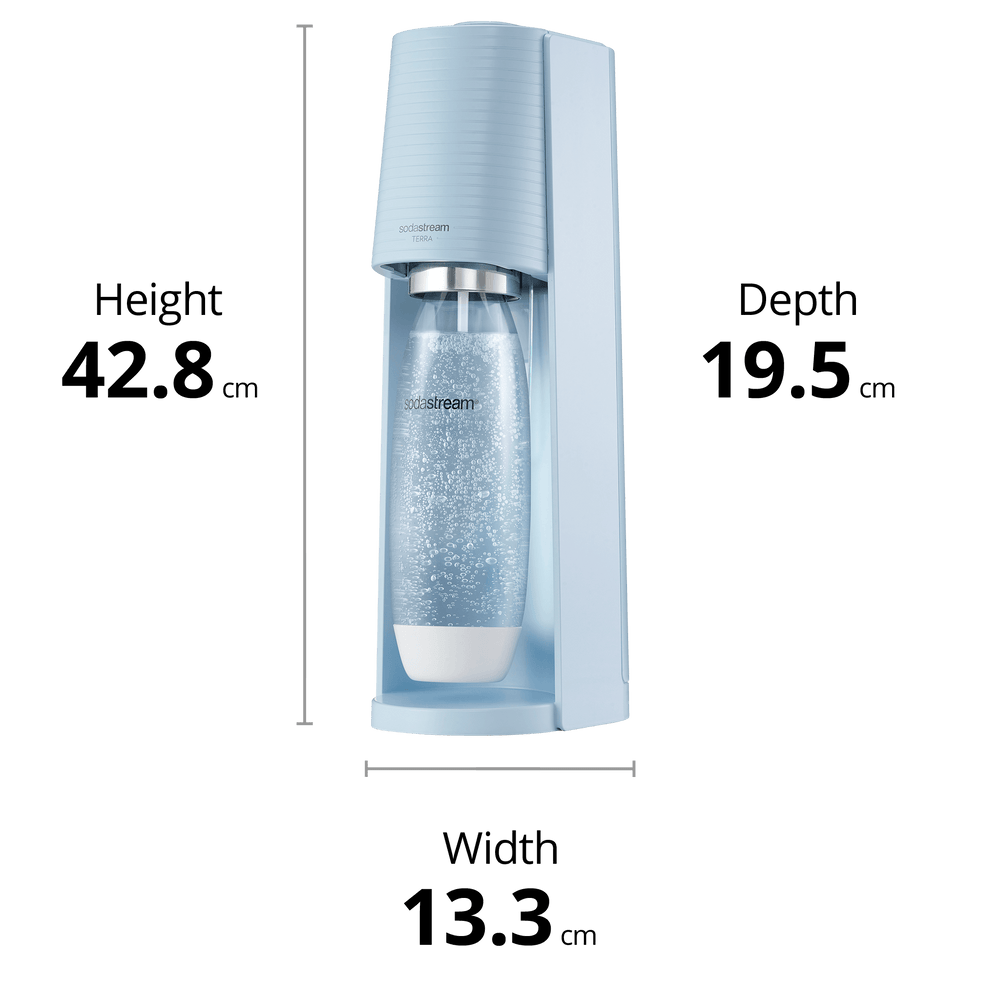 sodastream misty blue terra sparkling water maker dimensions