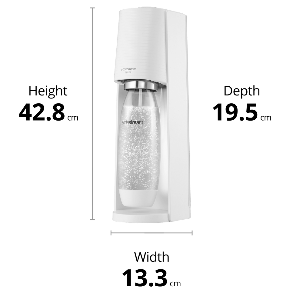 sodastream terra white sparkling water maker dimensions