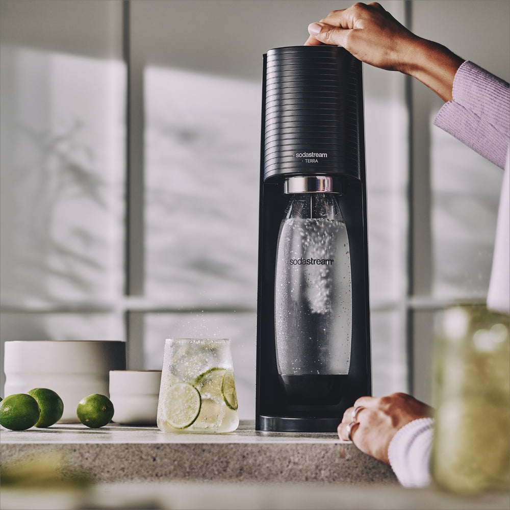 sodastream black terra sparkling water machine