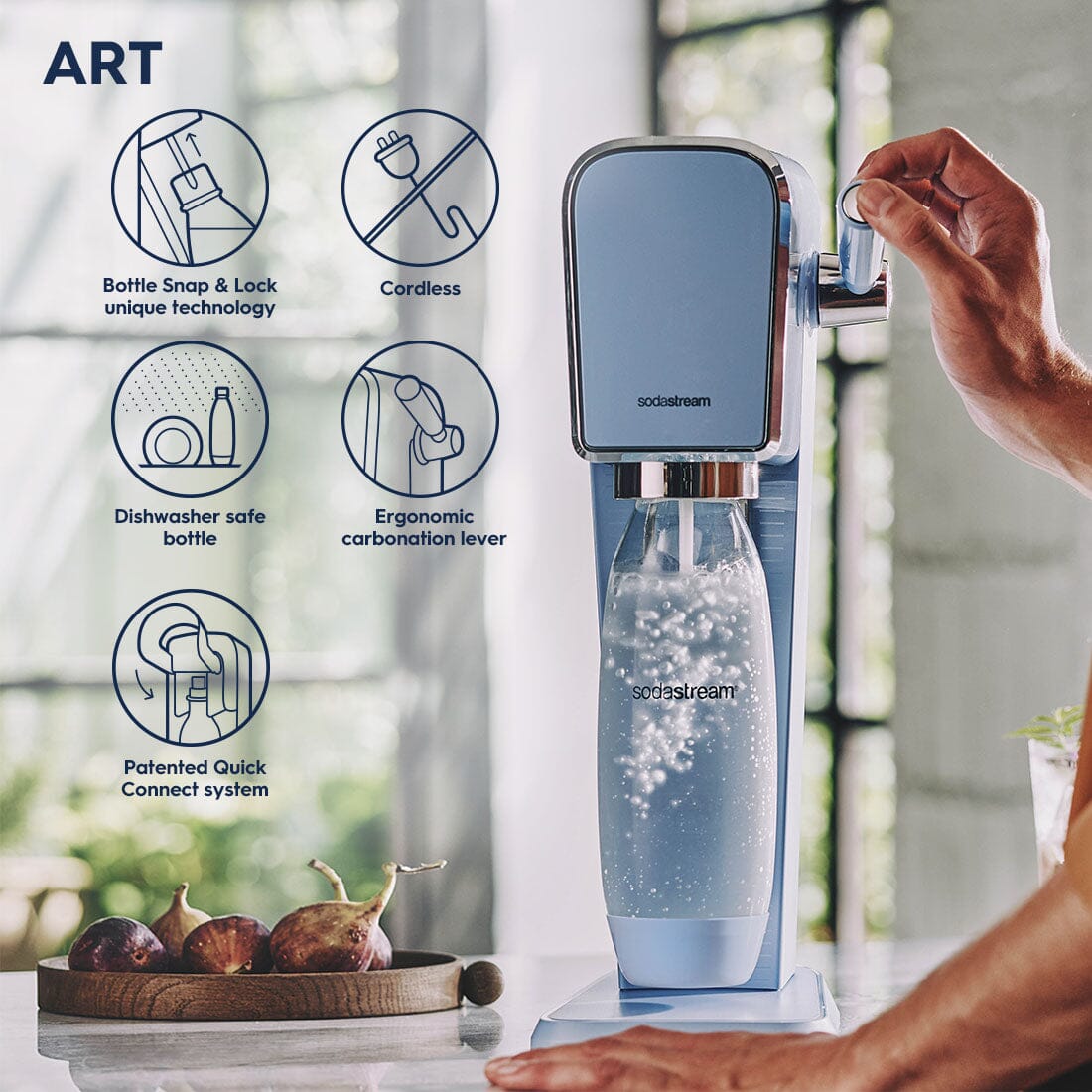 SodaStream Art Sparkling Water Maker + Quick Connect Cylinder 