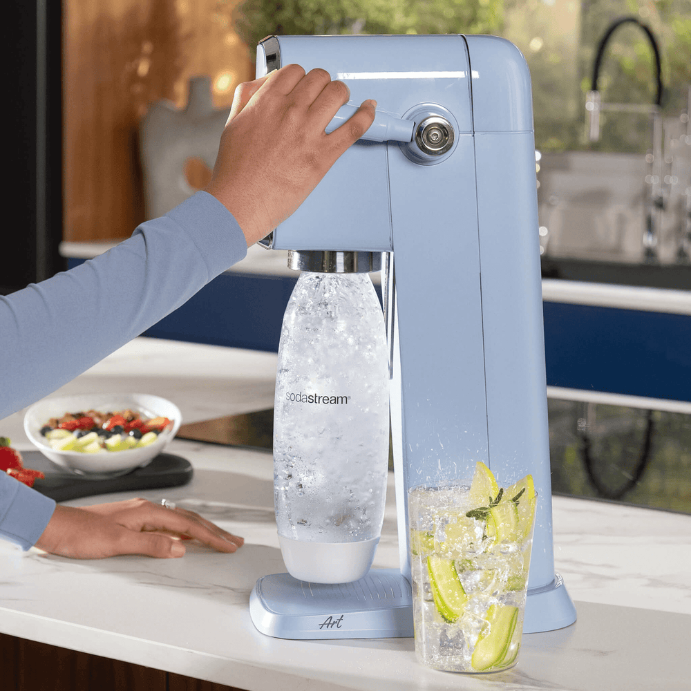 sodastream art misty blue sparkling water machine