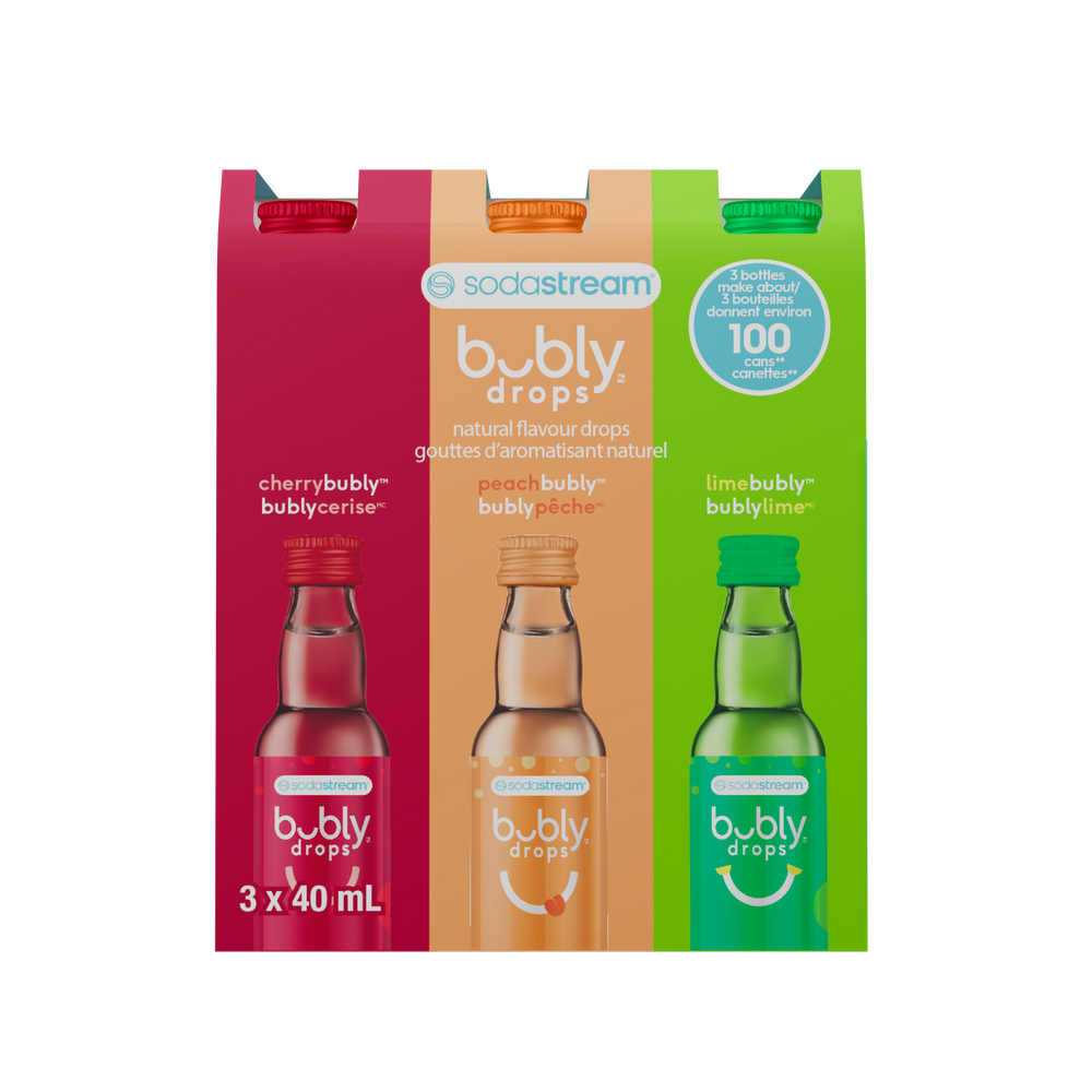 bubly™ lime, cherry & peach natural flavour drops 40ml 3-Pack